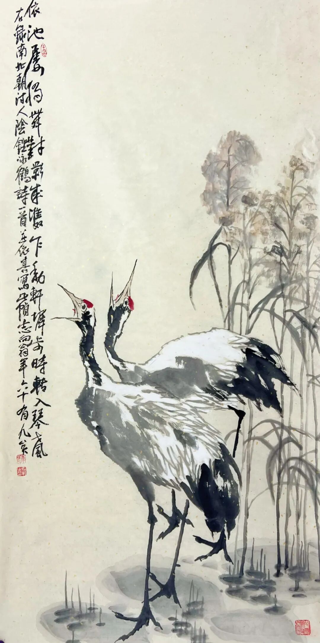 双鹤入画，天地皆静——品读李志向水墨仙鹤的艺术品格