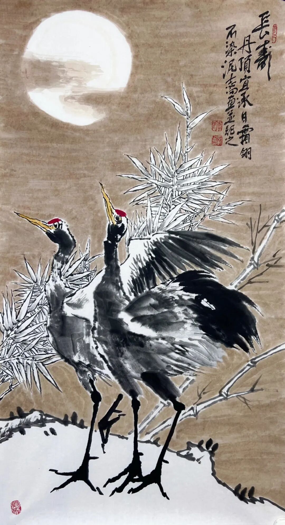 仙鹤 双鹤入画，天地皆静——品读李志向水墨仙鹤的艺术品格