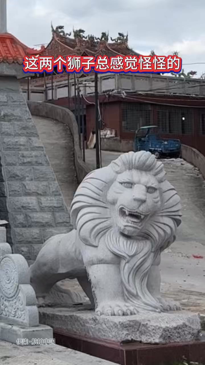 门口这两个狮子总感觉怪怪的，但是又说不上来，特地去看了看老祖宗严选